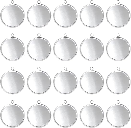 Bezels Pendant Resin - 20 Pieces Stainless Steel Round Bezel