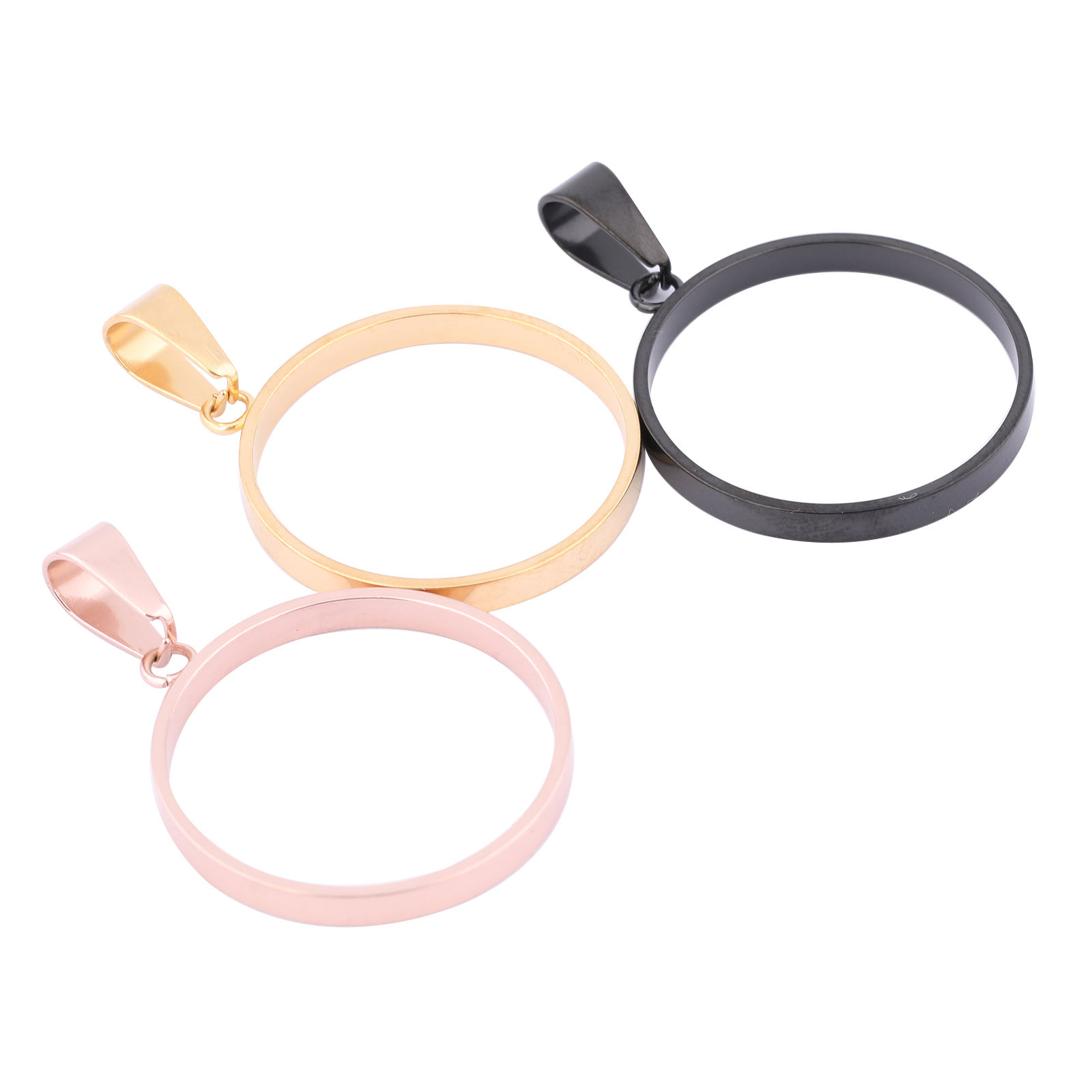 Bezels Pendant Resin - 10pcs Stainless Steel Rose Gold Black