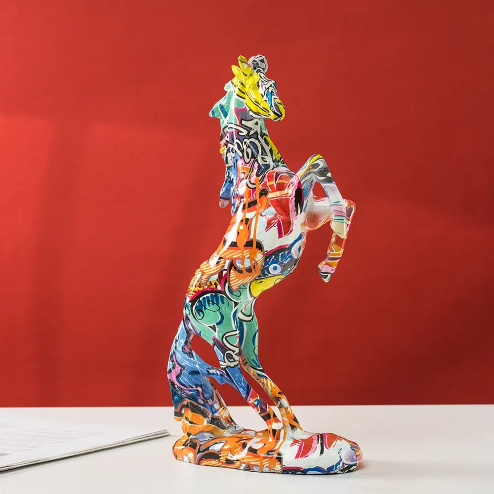 Resin Art Decoration Items - Horse statue graffiti, popular art, modern