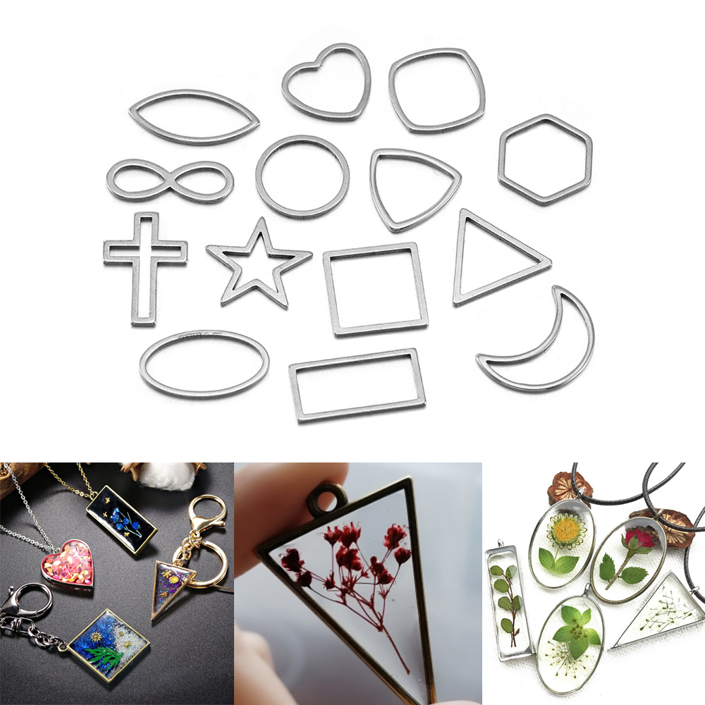 Bezels Pendant Resin - 30pcs/lot Border Mold Geometric Hollow Metal