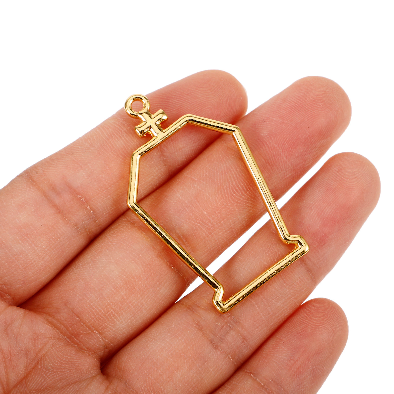 Bezels Pendant Resin - 10Pcs Coffin Shape Metal Bezel Pendant