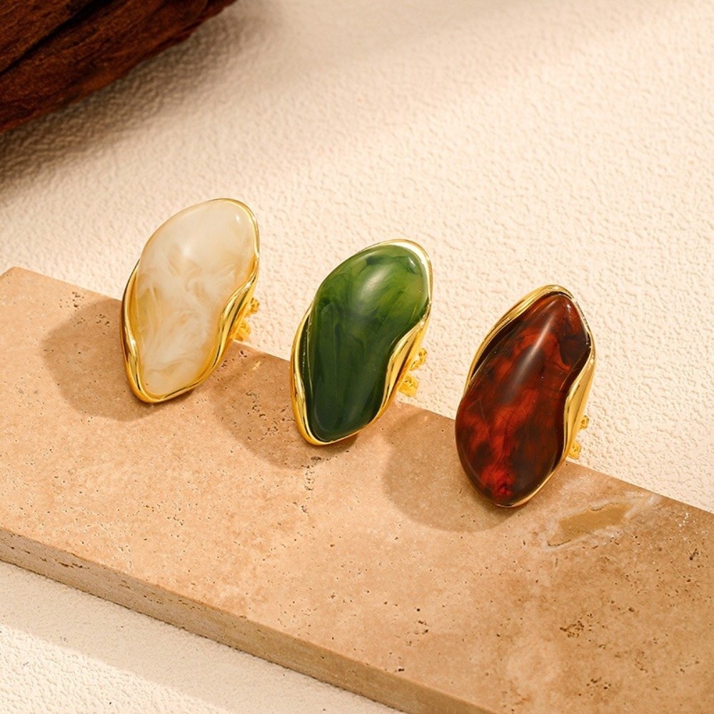 Vintage Stainless Steel Geomet - Resin Art Ring 评论和价格