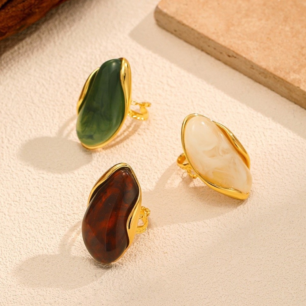 Vintage Stainless Steel Geomet - Resin Art Ring 评论和价格