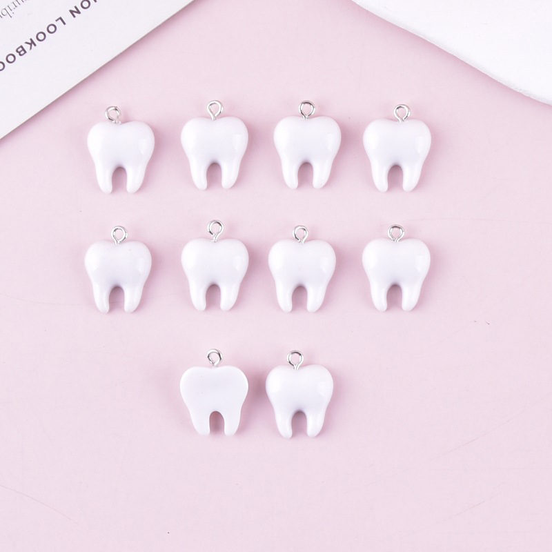 10pcs Cute White Teeth Resin P - Resin Art Box 评论和价格