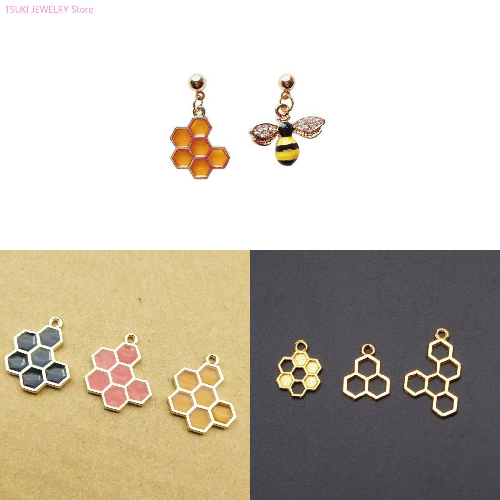 62KE 10x/Set Gold Honeycomb Bl - Bezels Pendant Resin 评论和价格