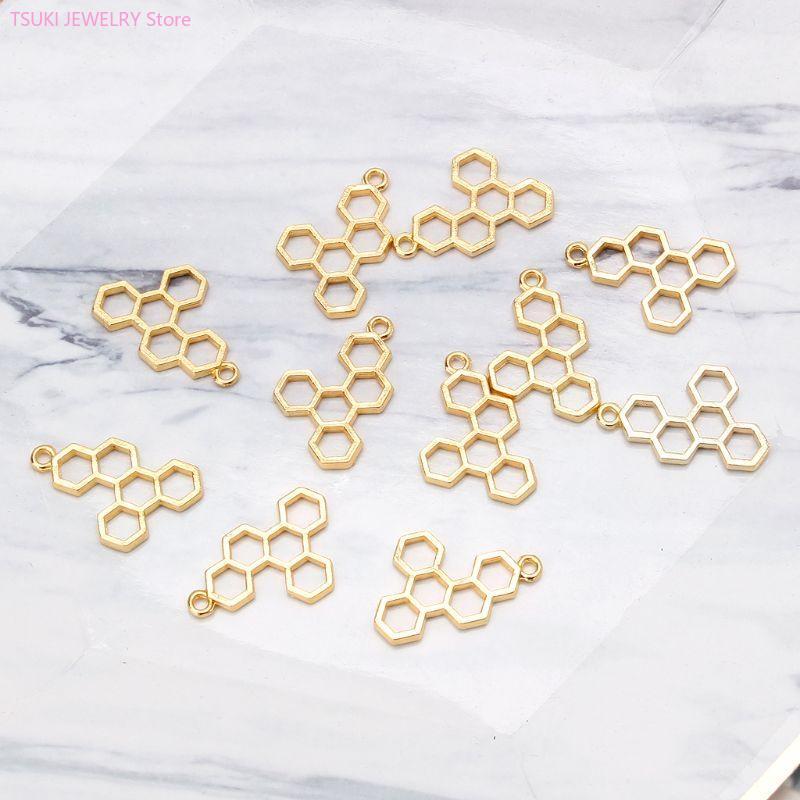62KE 10x/Set Gold Honeycomb Bl - Bezels Pendant Resin 评论和价格