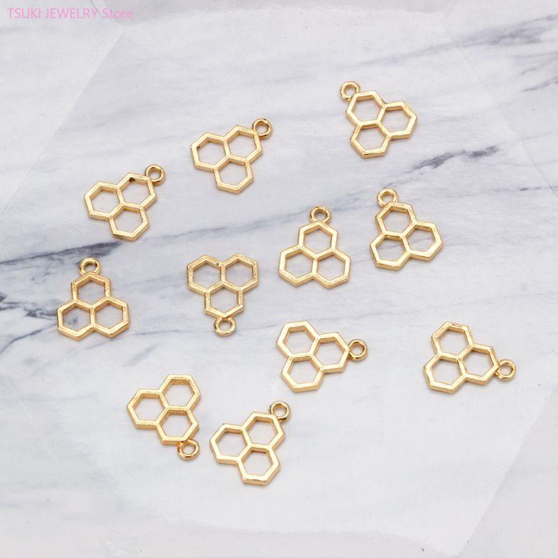 62KE 10x/Set Gold Honeycomb Bl - Bezels Pendant Resin 评论和价格