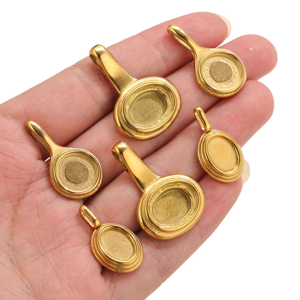 5pcs Stainless Steel Round Ova - Bezels Pendant Resin 评论和价格