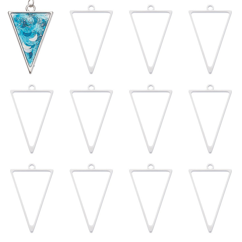 16Pcs Stainless Steel Triangle - Bezels Pendant Resin 评论和价格