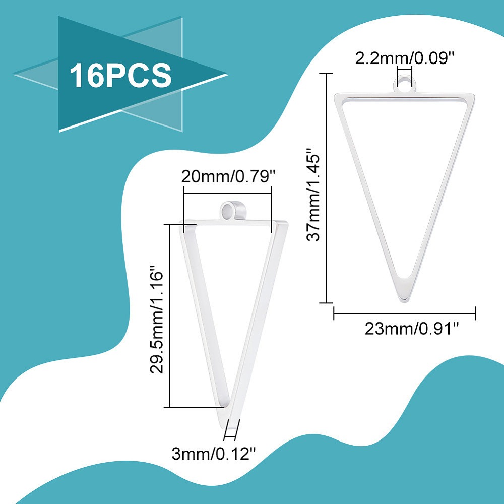 16Pcs Stainless Steel Triangle - Bezels Pendant Resin 评论和价格