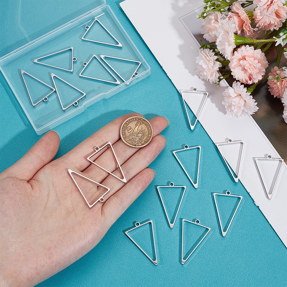 16Pcs Stainless Steel Triangle - Bezels Pendant Resin 评论和价格