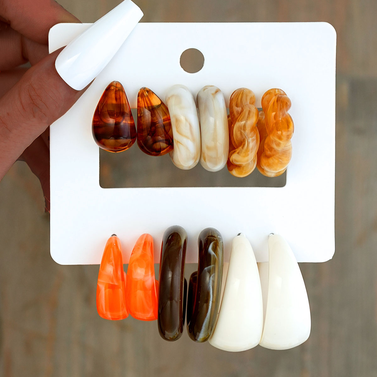 12pcs Bohemian Colorful Resin  - Resin Art Ring 评论和价格