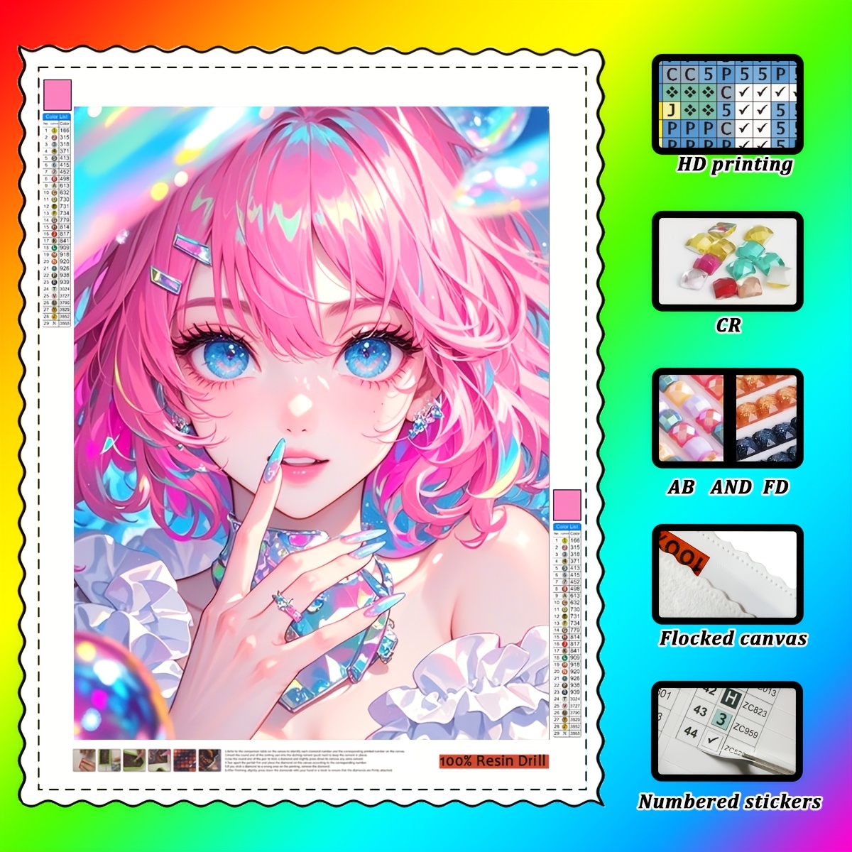 Wowo Art, a pink cartoon girl  - Resin Art Ring 评论和价格
