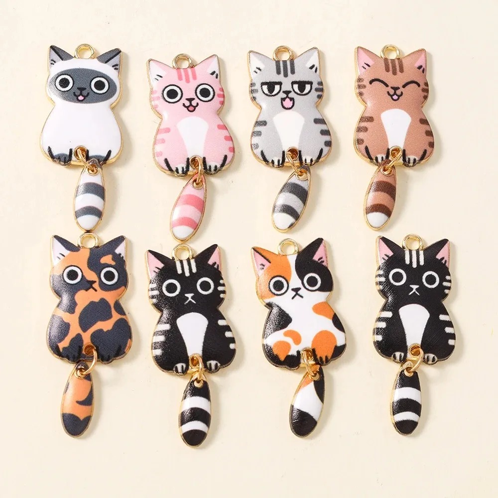 10Pcs 16×39mm Cute Cartoon Cat - Resin Art Box 评论和价格