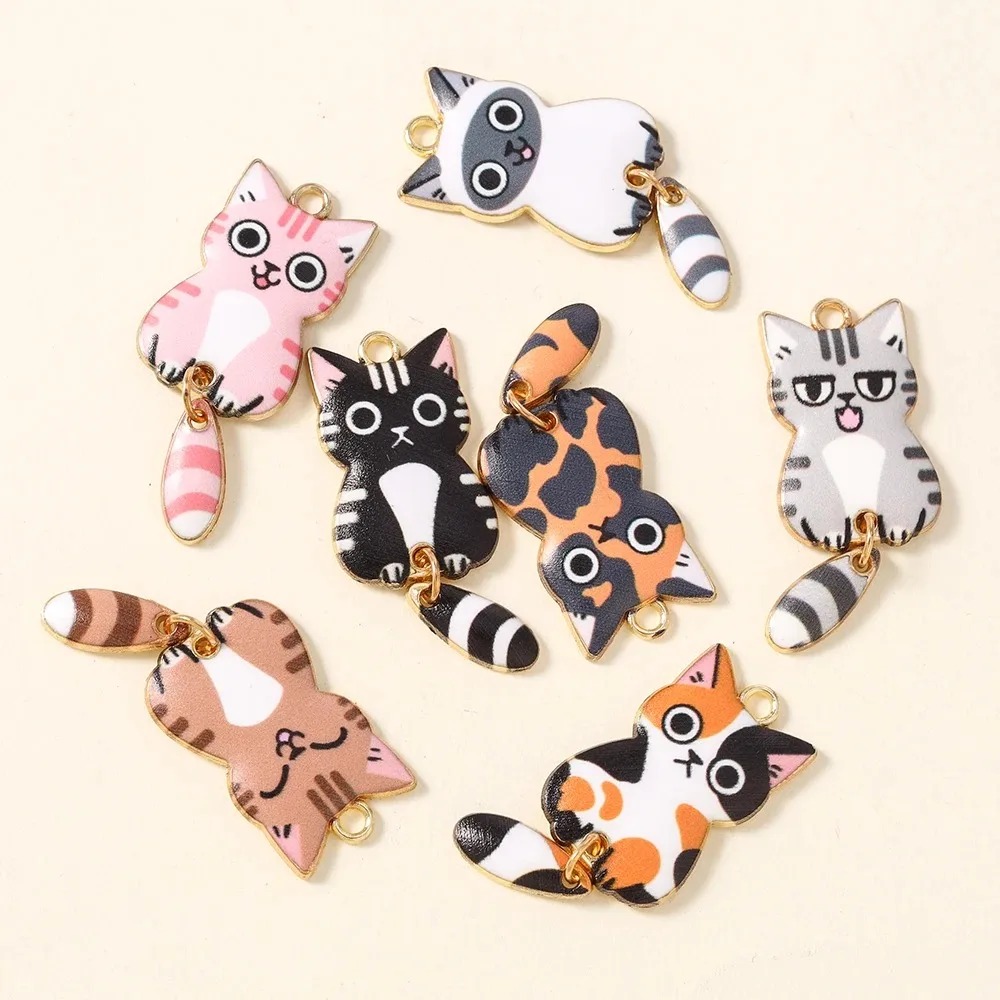 10Pcs 16×39mm Cute Cartoon Cat - Resin Art Box 评论和价格