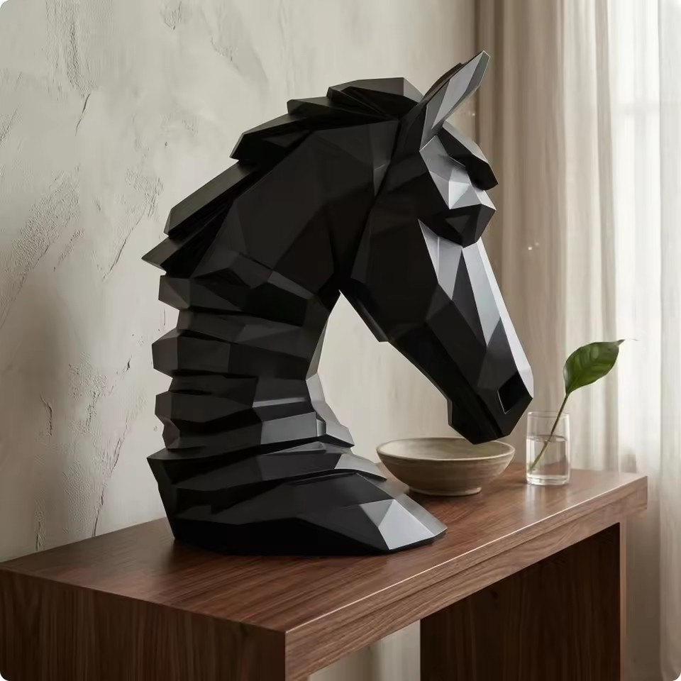 Cube Horse Head Sculpture, Col - Resin Art Cube 评论和价格