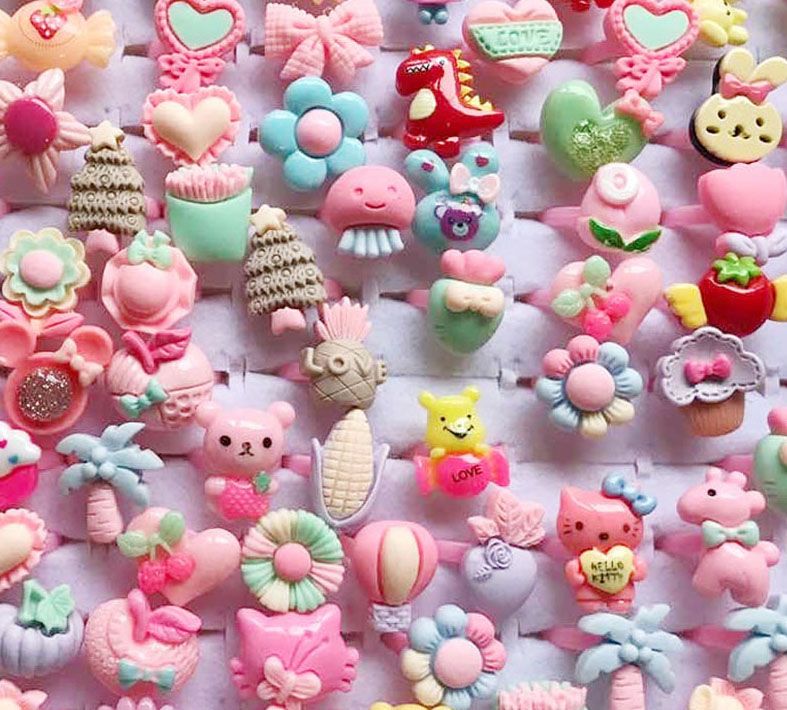 10pcs/Lot Cute Children's Cart - Resin Art Ring 评论和价格