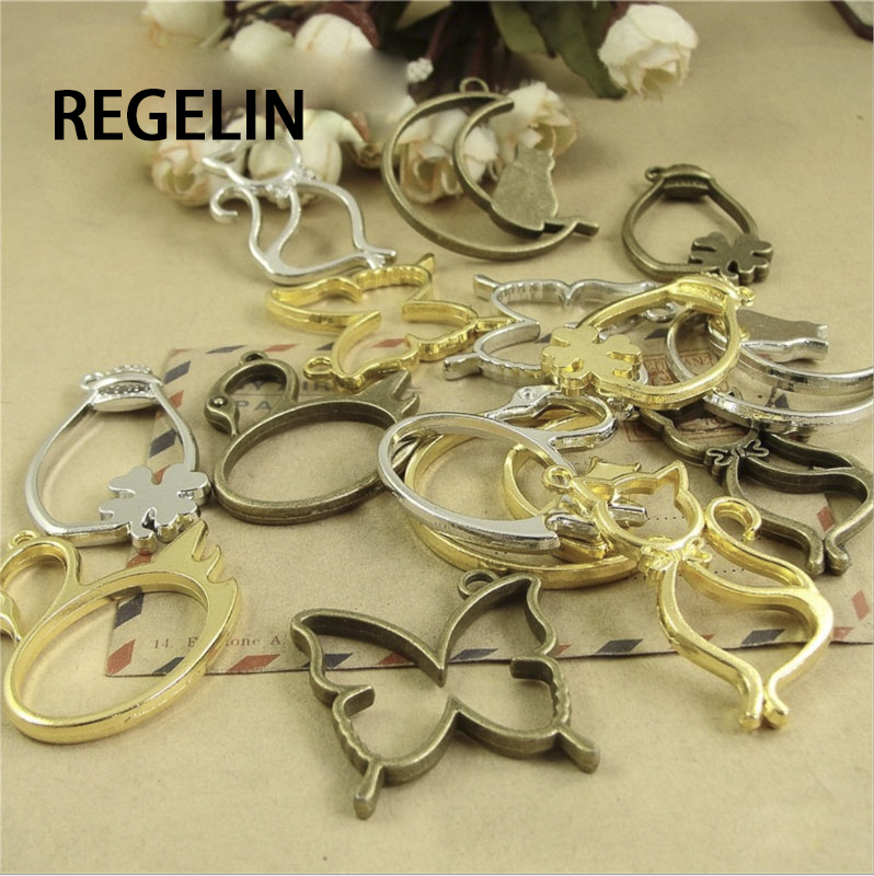 5 pcs Cat moon shape Metal Fra - Bezels Pendant Resin 评论和价格