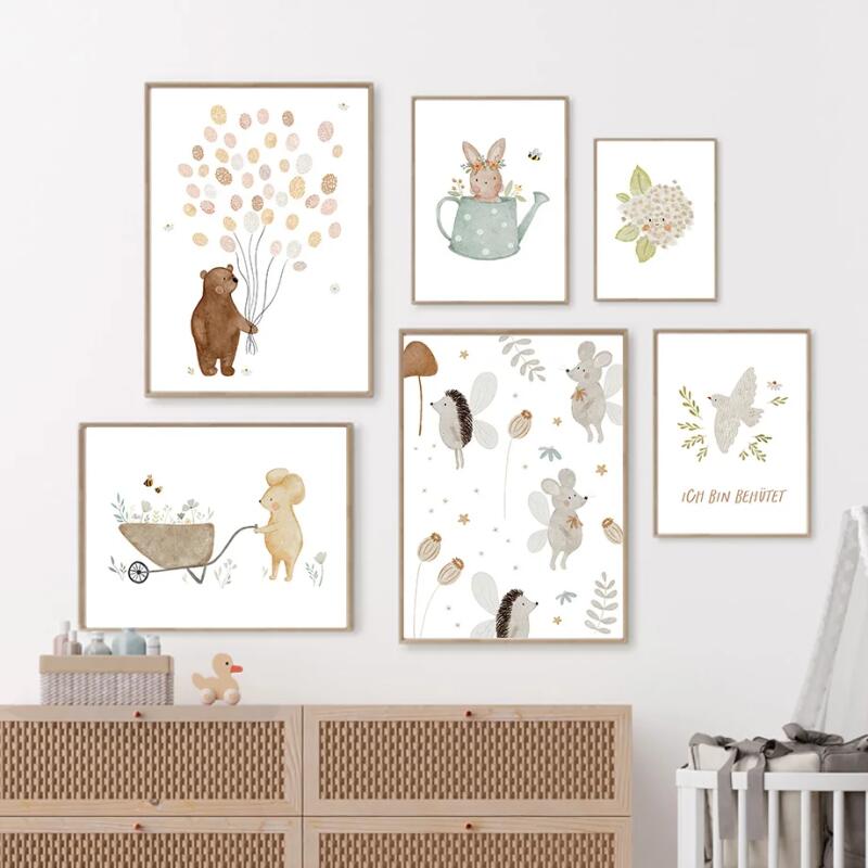 Boho Cartoon Farm Posters Prin - Resin Art Of Flowers 评论和价格