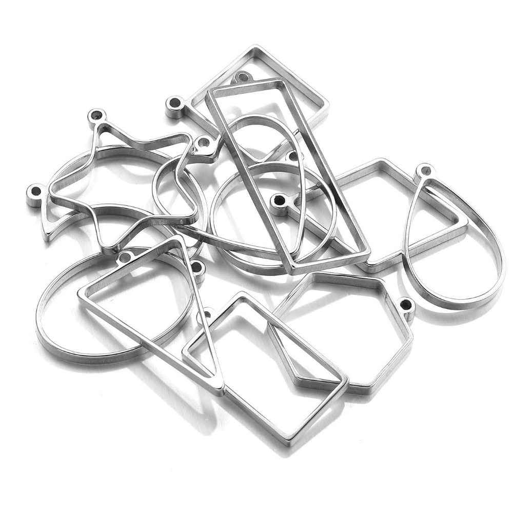 10pcs Stainless Steel No Fadin - Bezels Pendant Resin 评论和价格