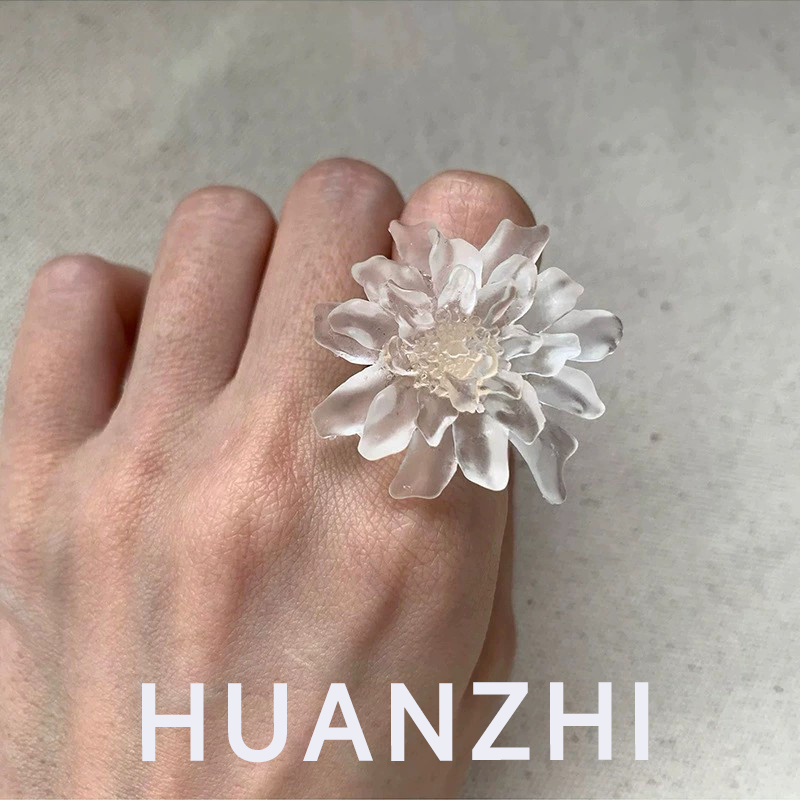 HUANZHI White Transparent Fros - Resin Art Ring 评论和价格