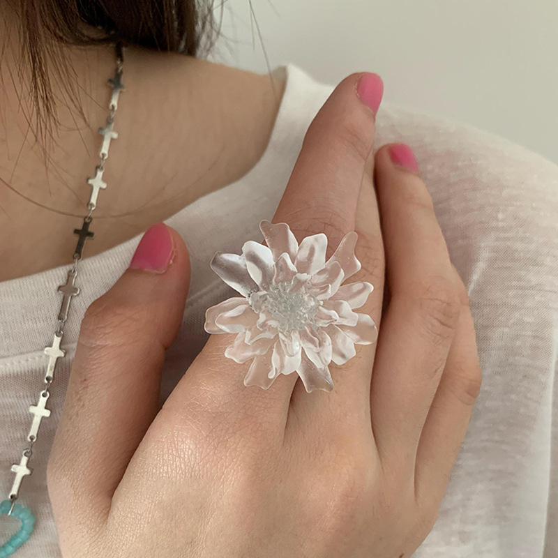 HUANZHI White Transparent Fros - Resin Art Ring 评论和价格