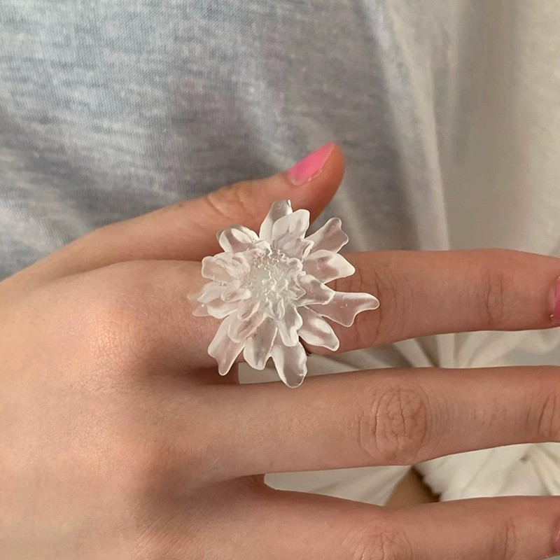 HUANZHI White Transparent Fros - Resin Art Ring 评论和价格