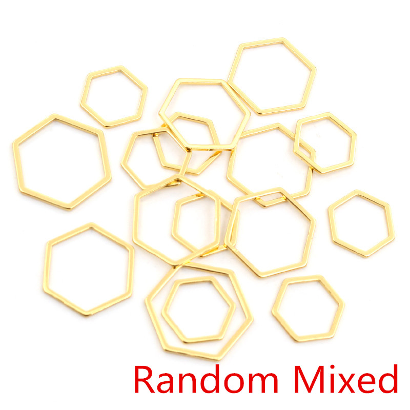20pcs 3 Size Polygon Charm Gol - Bezels Pendant Resin 评论和价格