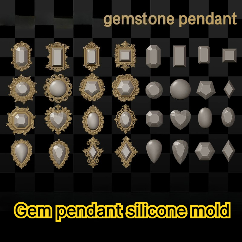 Gemstone Pendant Silicone Mold - Bezels Pendant Resin 评论和价格