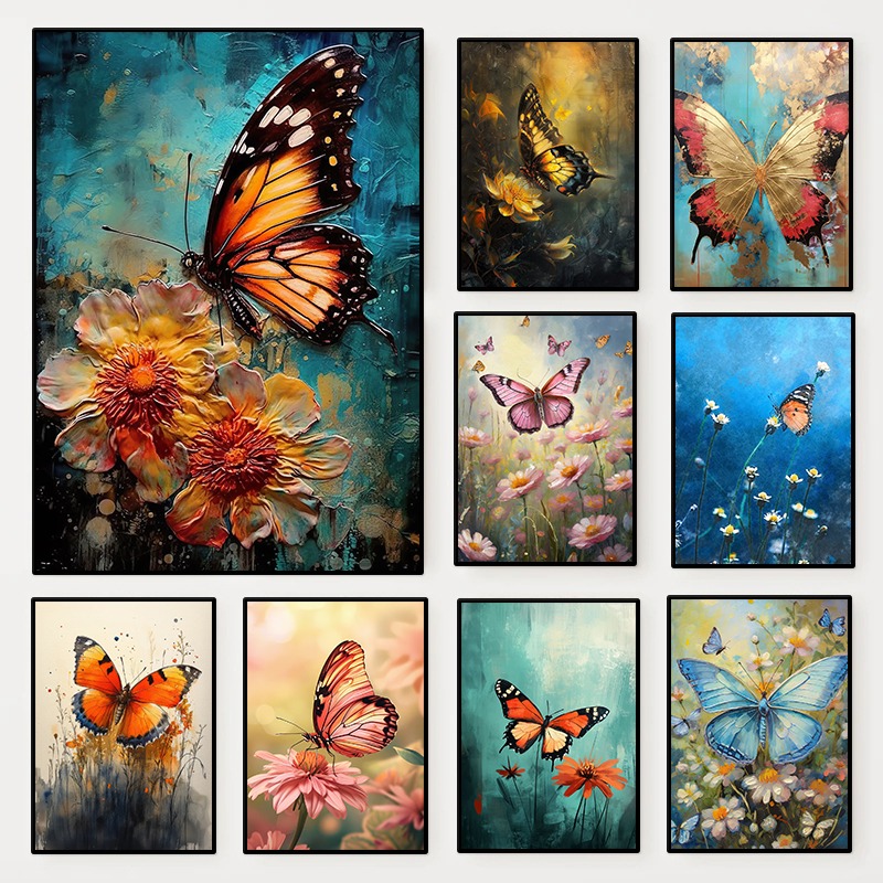 Floral Butterfly Poster Colorf - Resin Art Of Flowers 评论和价格