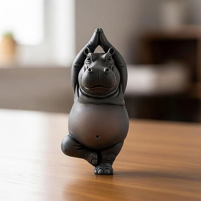 Cartoon Abstract Hippopotamus  - Resin Art Decoration Items 评论和价格