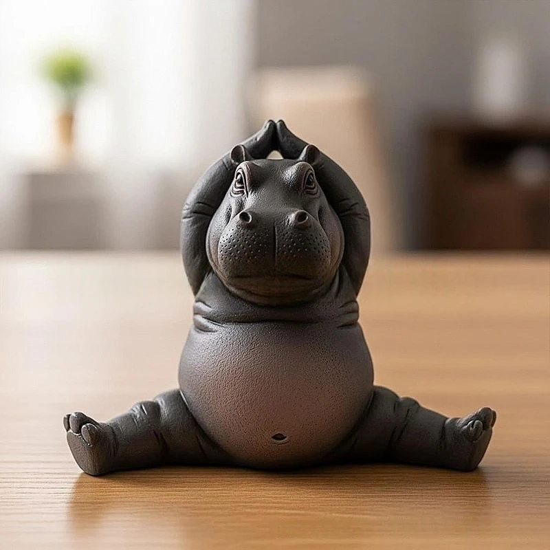 Cartoon Abstract Hippopotamus  - Resin Art Decoration Items 评论和价格