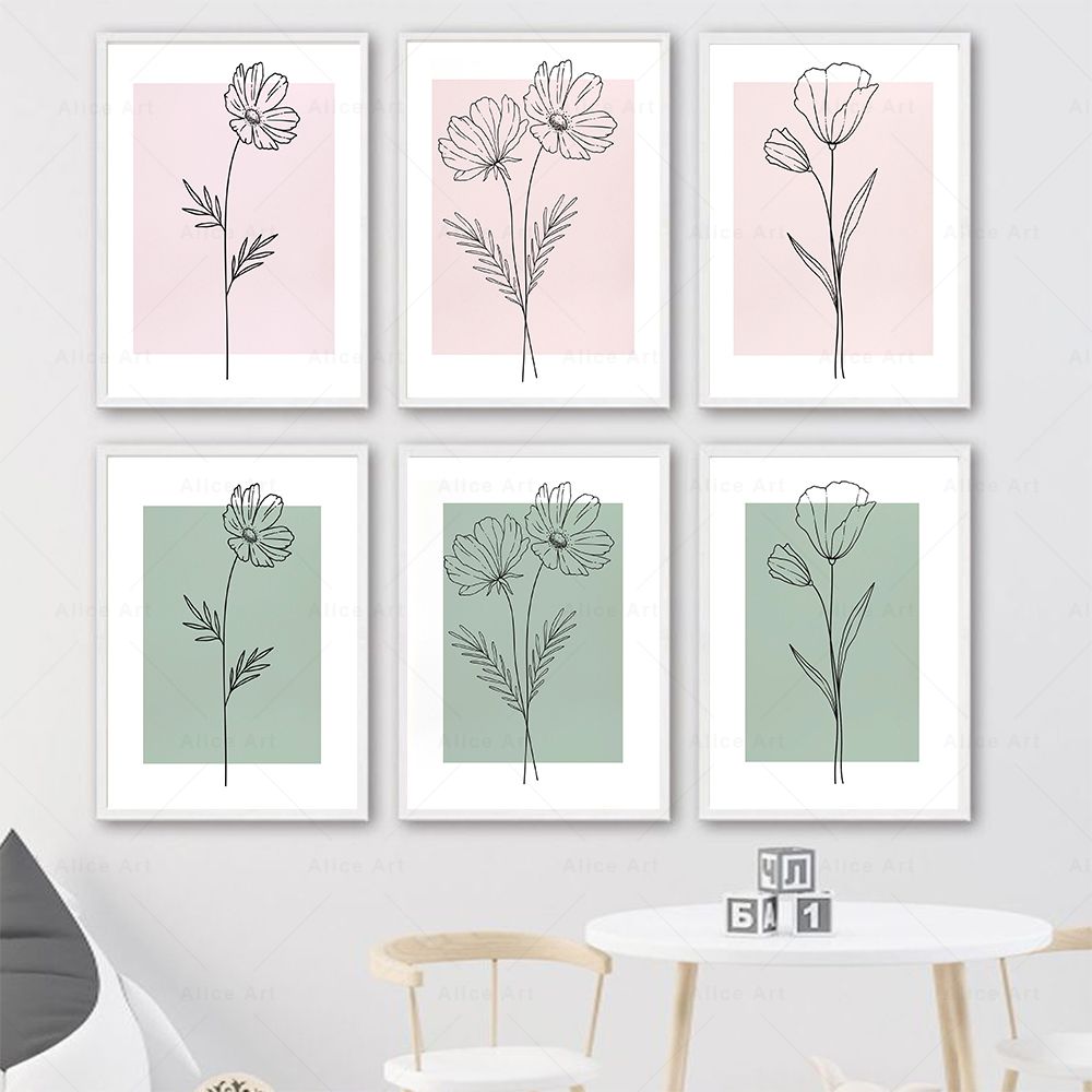 Botanical Line Art Flowers Pin - Resin Art Of Flowers 评论和价格